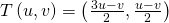 Rendered by QuickLaTeX.com T\left(u,v\right)=\left(\frac{3u-v}{2},\frac{u-v}{2}\right)