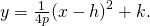 Rendered by QuickLaTeX.com y=\frac{1}{4p}{\left(x-h\right)}^{2}+k.