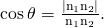 Rendered by QuickLaTeX.com \text{cos}\phantom{\rule{0.2em}{0ex}}\theta =\frac{|{\text{n}}_{1}·{\text{n}}_{2}|}{‖{\text{n}}_{1}‖‖{\text{n}}_{2}‖}.