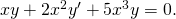 Rendered by QuickLaTeX.com xy\text{″}+2{x}^{2}{y}^{\prime }+5{x}^{3}y=0.