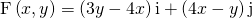 \text{F}\left(x,y\right)=\left(3y-4x\right)\text{i}+\left(4x-y\right)\text{j}