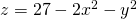 Rendered by QuickLaTeX.com z=27-2{x}^{2}-{y}^{2}