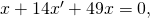 Rendered by QuickLaTeX.com x\text{″}+14{x}^{\prime }+49x=0,
