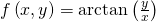 f\left(x,y\right)=\text{arctan}\left(\frac{y}{x}\right)