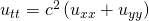 Rendered by QuickLaTeX.com {u}_{tt}={c}^{2}\left({u}_{xx}+{u}_{yy}\right)