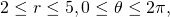 2\le r\le 5,0\le \theta \le 2\pi ,