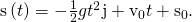 Rendered by QuickLaTeX.com \text{s}\left(t\right)=-\frac{1}{2}g{t}^{2}\text{j}+{\text{v}}_{0}t+{\text{s}}_{0}.