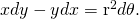 xdy-ydx={\text{r}}^{2}d\theta \right).