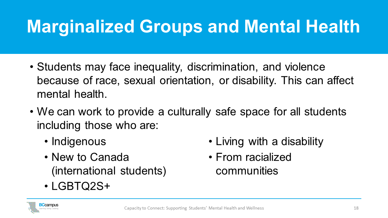 slide 18: marginalized groups and mental health