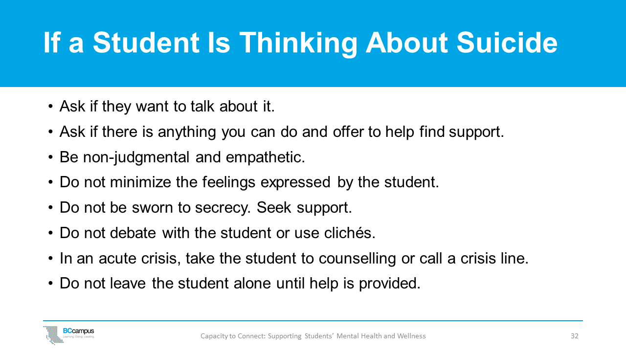 slide 32: if a student is thinking about suicide