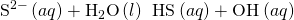 Rendered by QuickLaTeX.com {\text{S}}^{2-}\left(aq\right)+{\text{H}}_{2}\text{O}\left(l\right)\phantom{\rule{0.2em}{0ex}}⇌\phantom{\rule{0.2em}{0ex}}{\text{HS}}^{\text{−}}\left(aq\right)+{\text{OH}}^{\text{−}}\left(aq\right)