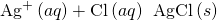 Rendered by QuickLaTeX.com {\text{Ag}}^{\text{+}}\left(aq\right)+{\text{Cl}}^{\text{−}}\left(aq\right)\phantom{\rule{0.2em}{0ex}}⟶\phantom{\rule{0.2em}{0ex}}\text{AgCl}\left(s\right)