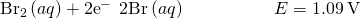 Rendered by QuickLaTeX.com {\text{Br}}_{2}\left(aq\right)+{\text{2e}}^{-}\phantom{\rule{0.2em}{0ex}}⟶\phantom{\rule{0.2em}{0ex}}{\text{2Br}}^{\text{−}}\left(aq\right)\phantom{\rule{5em}{0ex}}E\text{°}=1.09\phantom{\rule{0.2em}{0ex}}\text{V}