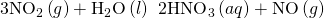 Rendered by QuickLaTeX.com {\text{3NO}}_{2}\left(g\right)+{\text{H}}_{2}\text{O}\left(l\right)\phantom{\rule{0.2em}{0ex}}⟶\phantom{\rule{0.2em}{0ex}}2{\text{HNO}}_{3}\left(aq\right)+\text{NO}\left(g\right)