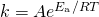 Rendered by QuickLaTeX.com k=A{e}^{\text{−}{E}_{\text{a}}\text{/}RT}