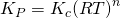 Rendered by QuickLaTeX.com {K}_{P}={K}_{c}{\left(RT\right)}^{\text{Δ}n}
