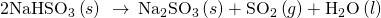 Rendered by QuickLaTeX.com 2{\text{NaHSO}}_{3}\left(s\right)\phantom{\rule{0.2em}{0ex}}\stackrel{\phantom{\rule{0.4em}{0ex}}\text{Δ}\phantom{\rule{0.4em}{0ex}}}{\to }\phantom{\rule{0.2em}{0ex}}{\text{Na}}_{2}{\text{SO}}_{3}\left(s\right)+{\text{SO}}_{2}\left(g\right)+{\text{H}}_{2}\text{O}\left(l\right)