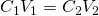Rendered by QuickLaTeX.com {C}_{1}{V}_{1}={C}_{2}{V}_{2}