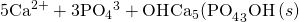 Rendered by QuickLaTeX.com 5{\text{Ca}}^{\text{2+}}+{\text{3PO}}_{4}{}^{\text{3−}}+{\text{OH}}^{\text{−}}⇌{\text{Ca}}_{5}{{\text{(PO}}_{4}\right)}_{\text{3}}\text{·}\text{OH}\left(s\right)