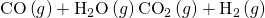 Rendered by QuickLaTeX.com \text{CO}\left(g\right)+{\text{H}}_{2}\text{O}\left(g\right)⇌{\text{CO}}_{2}\left(g\right)+{\text{H}}_{2}\left(g\right)