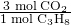 Rendered by QuickLaTeX.com \frac{\text{3 mol}\phantom{\rule{0.2em}{0ex}}{\text{CO}}_{2}}{\text{1 mol}\phantom{\rule{0.2em}{0ex}}{\text{C}}_{3}{\text{H}}_{8}}