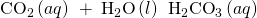 Rendered by QuickLaTeX.com {\text{CO}}_{2}\left(aq\right)\phantom{\rule{0.2em}{0ex}}+\phantom{\rule{0.2em}{0ex}}{\text{H}}_{2}\text{O}\left(l\right)\phantom{\rule{0.2em}{0ex}}⇌\phantom{\rule{0.2em}{0ex}}{\text{H}}_{2}{\text{CO}}_{3}\left(aq\right)