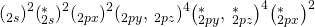 {\left({\text{σ}}_{2s}\right)}^{2}{\left({\text{σ}}_{2s}^{*}\right)}^{2}{\left({\text{σ}}_{2px}\right)}^{2}{\left({\text{π}}_{2py},\phantom{\rule{0.2em}{0ex}}{\text{π}}_{2pz}\right)}^{4}{\left({\text{π}}_{2py}^{*},\phantom{\rule{0.2em}{0ex}}{\text{π}}_{2pz}^{*}\right)}^{4}{\left({\text{σ}}_{2px}^{*}\right)}^{2}