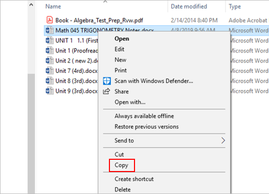 Topic D Copy move delete and rename files folders Key