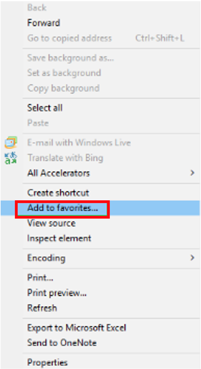 Right-click in Explorer, then select Add to favorites.