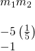 \begin{array}{c}{m}_{1}·{m}_{2}\hfill \\ \\ -5\left(\frac{1}{5}\right)\hfill \\ -1✓\hfill \end{array}