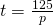 t=\frac{125}{p}