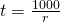 t=\frac{1000}{r}