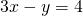 3x-y=4