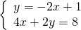 \left\{\begin{array}{c}y=-2x+1\hfill \\ 4x+2y=8\hfill \end{array}