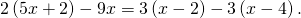 2\left(5x+2\right)-9x=3\left(x-2\right)-3\left(x-4\right).