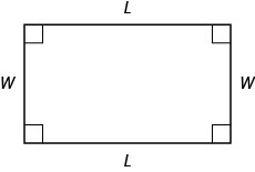 A rectangle with sides marked W and L.