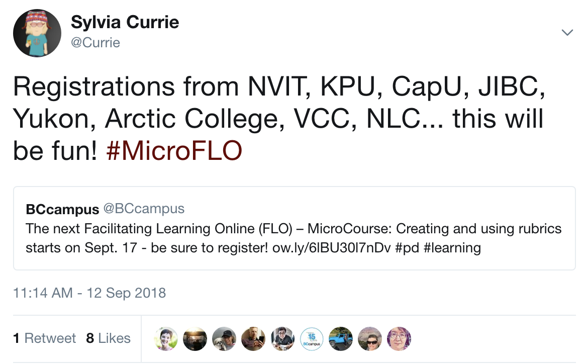 A tweet encouraging people to register for a FLO MicroCourse