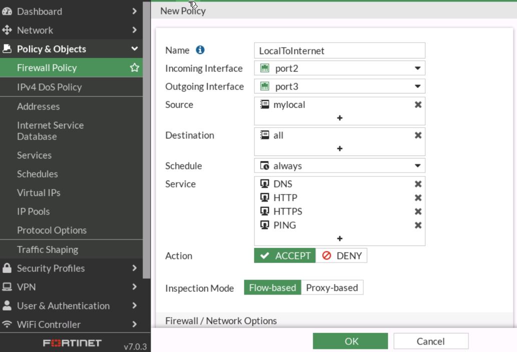 2 1 security policy fortigate firewall