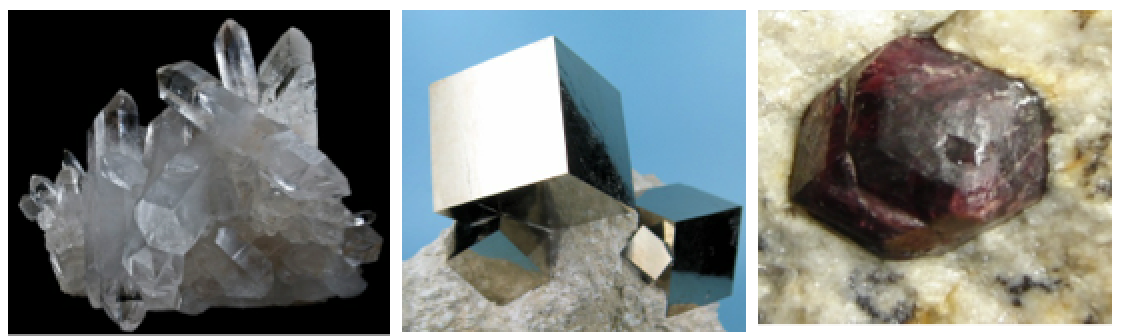 Figure 2.19 Hexagonal prisms of quartz (left), <a href=