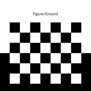 A checkerboard of black and white shapes, which shows figure/ground segregation