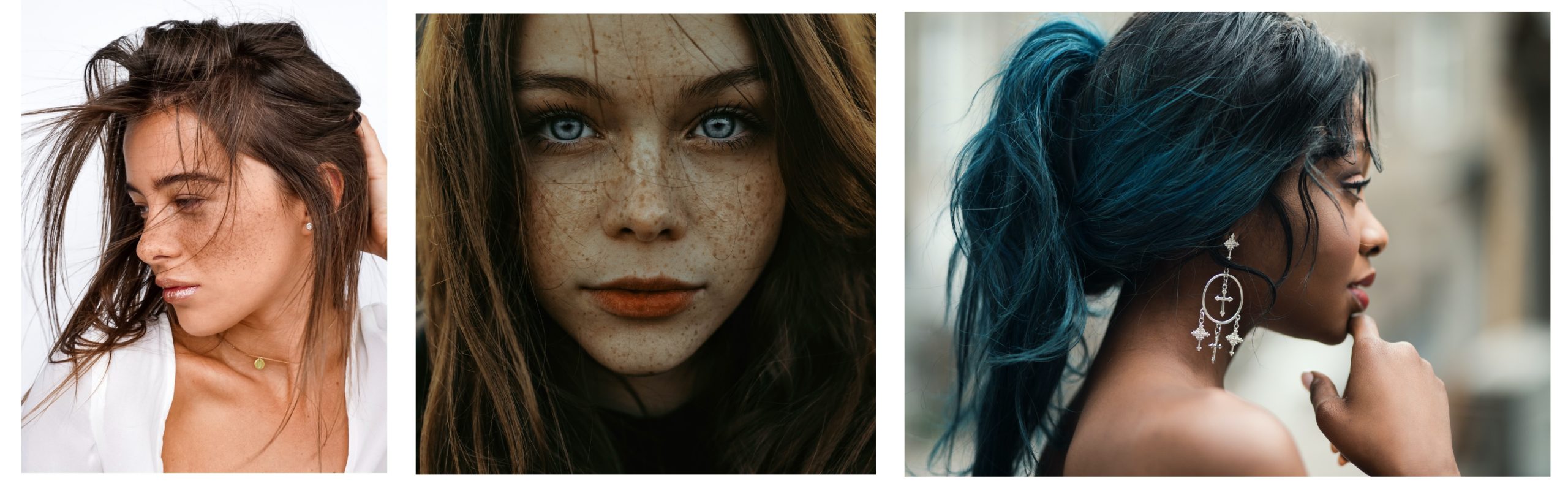 Models with examples of fine, medium, and coarse hair.
