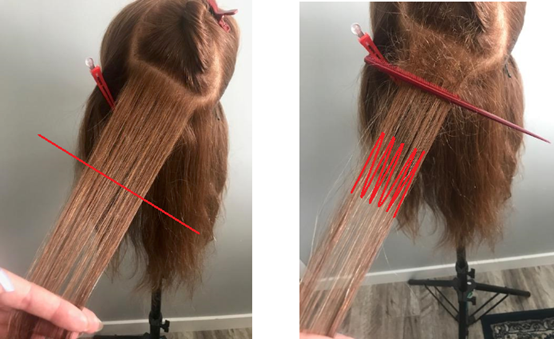 A demonstration of backcombing.