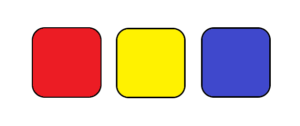 Three squares showing the three primary colours: red, yellow, and blue.