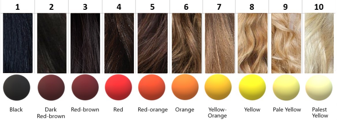 Image depicting 10 levels of underlying pigment.