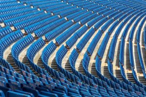 Seats in a sports stadium