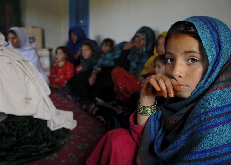An Afghan girl attends a female engagement team meeting in Balish Kalay Village, Urgun District, Afghanistan, March 27.