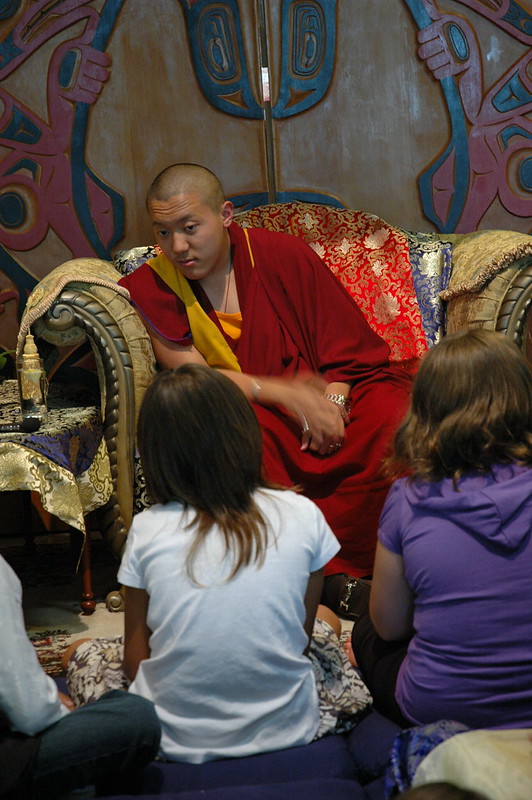 Dilgo Khyentse Yangsi Rinpoche answering kids questions, at the Children's Blessing and Audience, First Nations Longhouse, University of British Columbia, Vancouver B.C., Canada