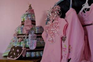 A collections of small pink clothes.