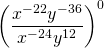 \left(\dfrac{x^{-22}y^{-36}}{x^{-24}y^{12}}\right)^0