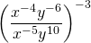 \left(\dfrac{x^{-4}y^{-6}}{x^{-5}y^{10}}\right)^{-3}